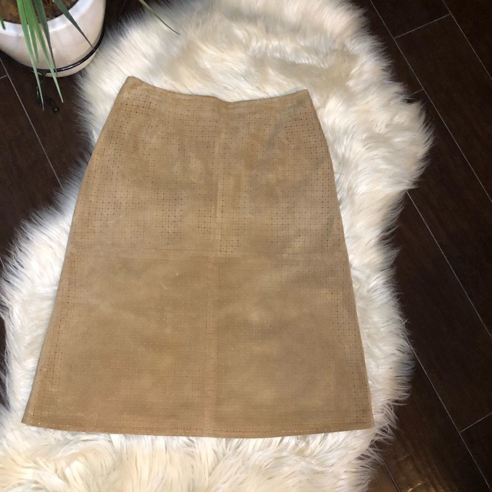 Lillie Rubin tan eyelet skirt sz 6